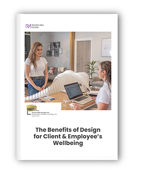 White ebook graphic with text that says: 'The Benefits of Design for Employee Wellbeing'